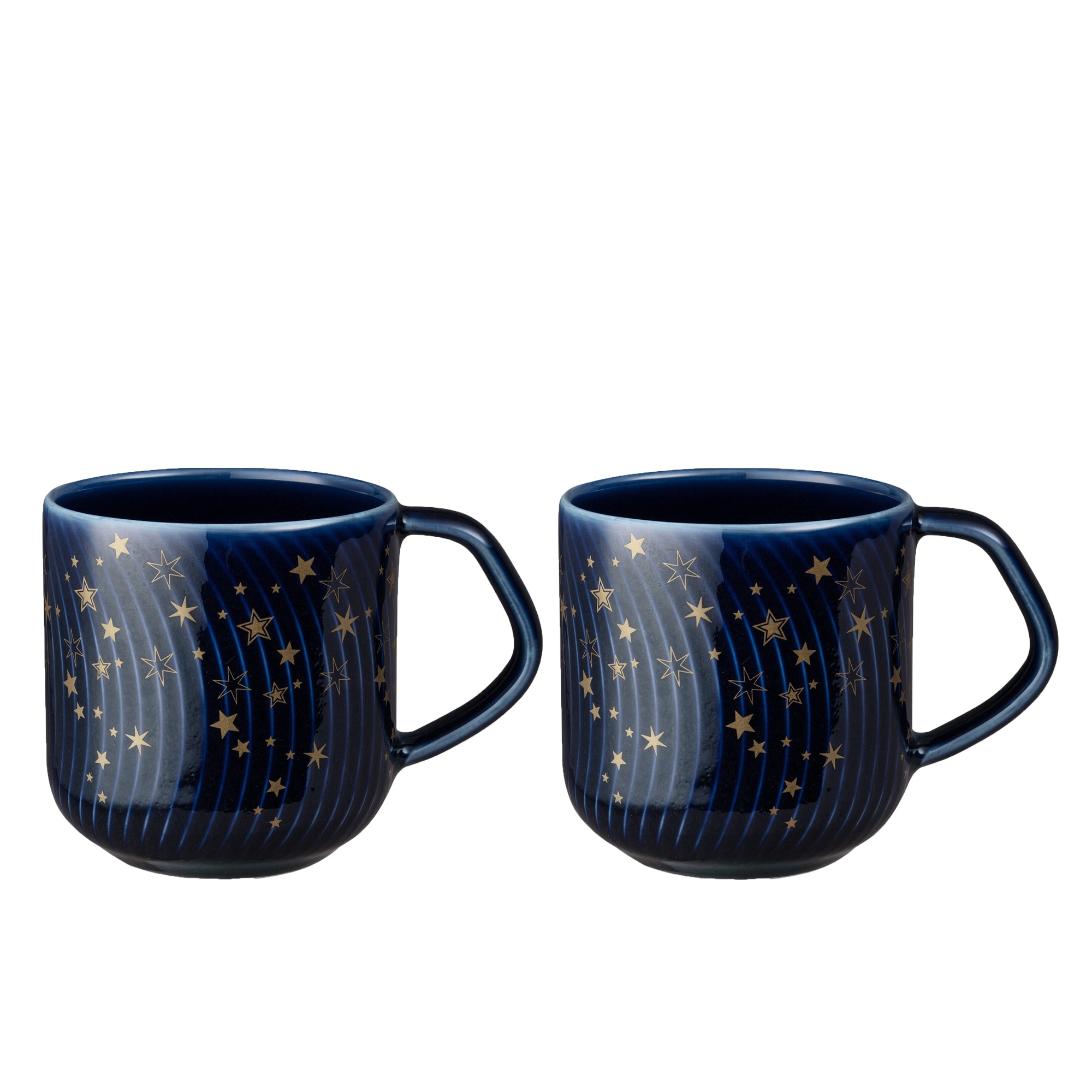 Product photograph of Porcelain Arc Blue Stars Set Of 2 Large Mugs from Denby Retail Ltd